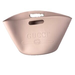 GUCCI 511261 Bucket Bag Logo Laundry Bag Bag Hand Bag rubber Beige With Dust Bag